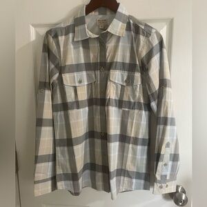 FILSON Lake Crescent Long Sleeve Cream Gray Sky Plaid Shirt Womens S NWT